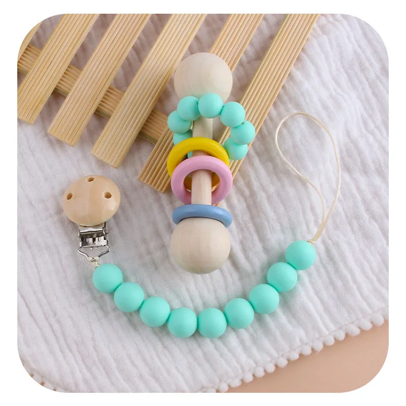 Kissteether-Juego de mordedor para beb&eacute;, anillo de madera sin BPA, colgante de dentici&oacute;n, juguete de gimnasio para beb&eacute;, regalos de buena enfermera, 1set-2