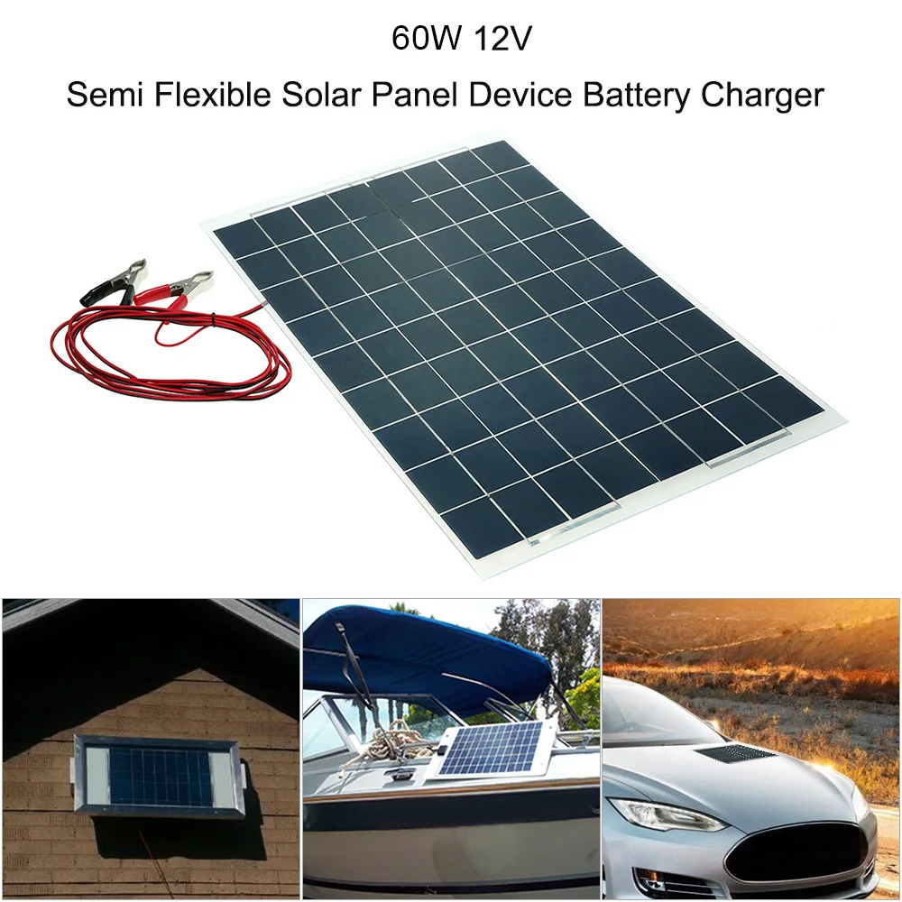 60W 12V Semi Flexible Solar Panel Device Battery Charger | Обустройство дома