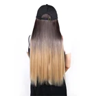 Длинная прямая бейсбольная шляпа, синтетический парик для женщин и девушек, цветные волосы для наращивания с шляпой Омбре, плетеная шляпа, парик Reshowbeauty