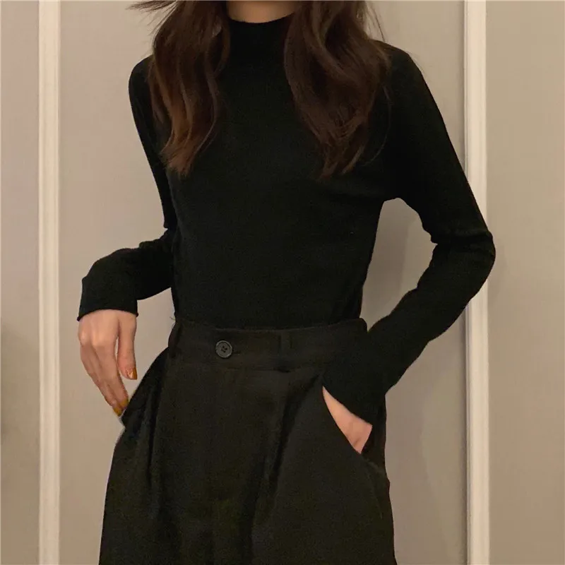 Autumn Sweaters Women Turtleneck Full Sleeve Simple Pullovers Korean Chic Female Bottomingknitted Jumpers Cotton Tops Clothes | Женская