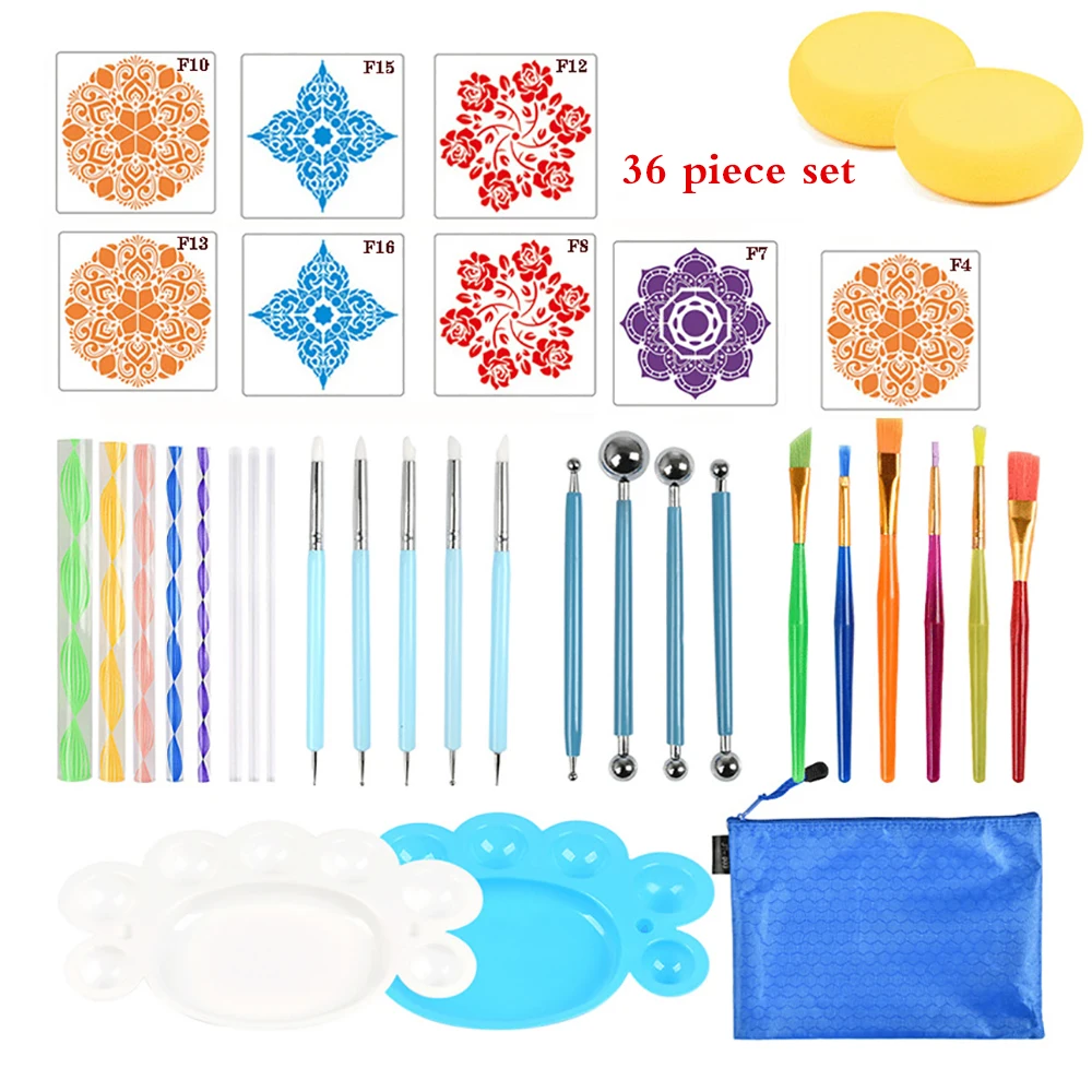

36pcs Mandala Dotting Tools Set for Painting Rocks Pottery Portable Multifunction Embossing Dot Kit Dotting Tool Set Handwork