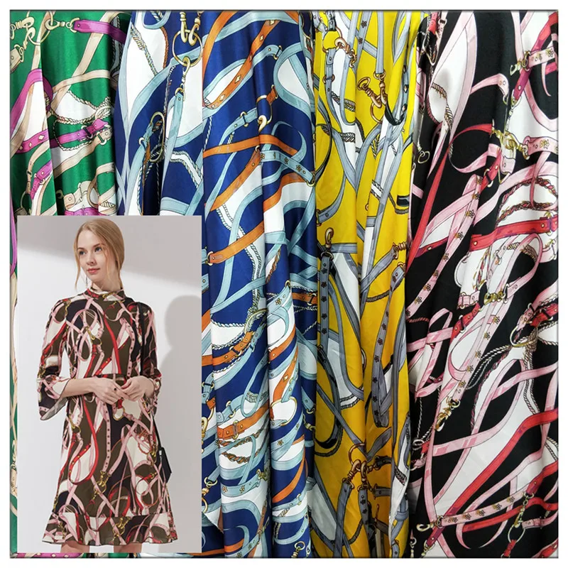 Печатные метр атласной ткани классика цепь печать на одежда ручной работы