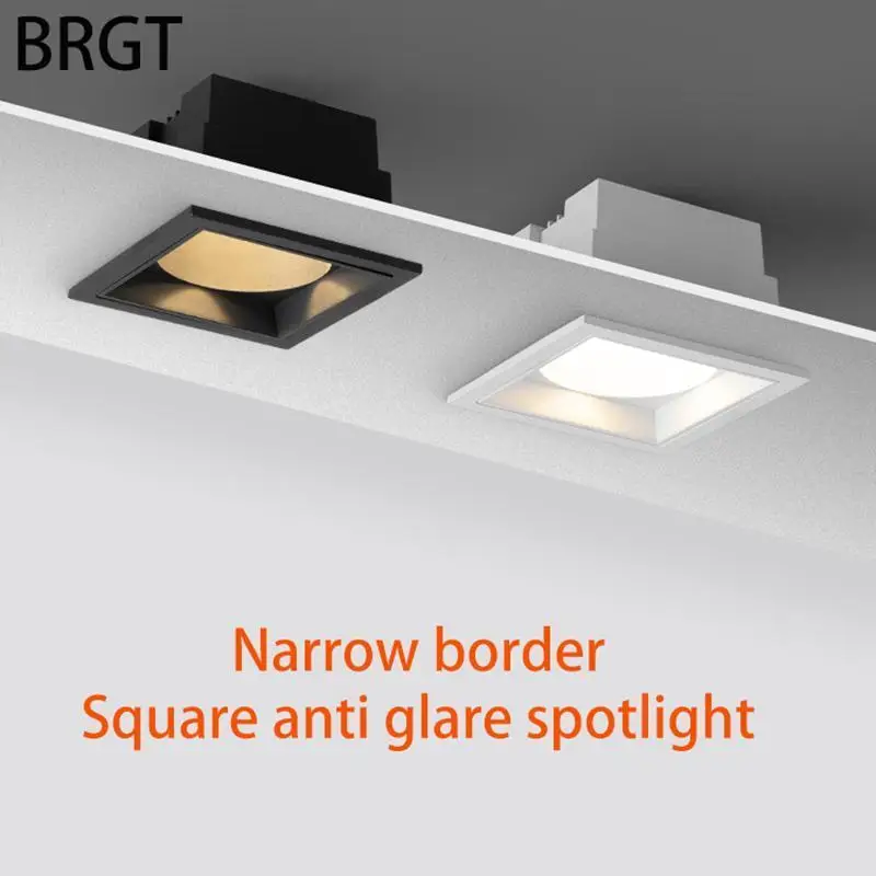 BRGT LED Spot Lights Square Anti Glare Ceiling Lamp Aluminum Foco COB 7W 10W 15W Tuya Dimmable For Kitchen Home Indoor Lighting