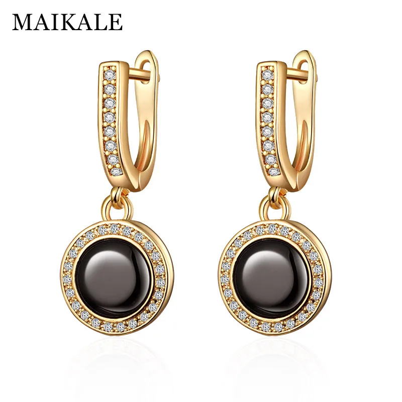 Классические керамические серьги MAIKALE круглые Высококачественные золотые с