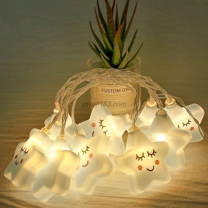 10 светодиодный Смайл со звездами декоративные гирлянды милый ночник детская