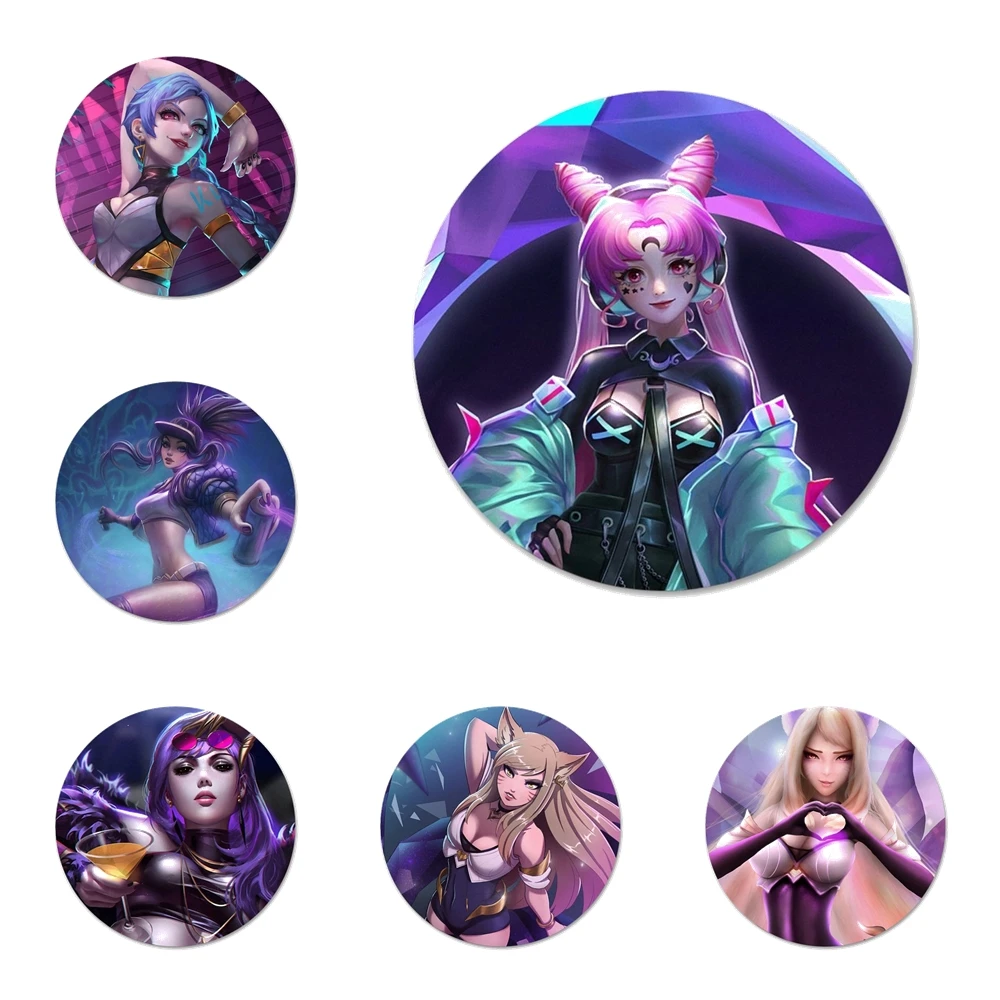 Значки 58 мм из легенд kda kaisa Ahri akali Evelynn значки металлические для украшения одежды и