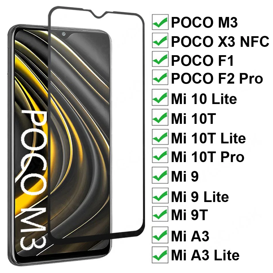 Защитное закаленное стекло 9D для Xiaomi POCO M3 X3 NFC F1 F2 Pro Mi 9 10 Lite A3 9T 10T Pro|Защитные стёкла