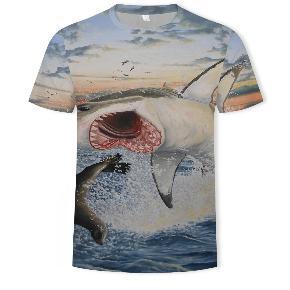 

Summer fashion oversized T-shirt round neck short-sleeved T-shirt 3D printing casual fishing clothes mens and womens shirts