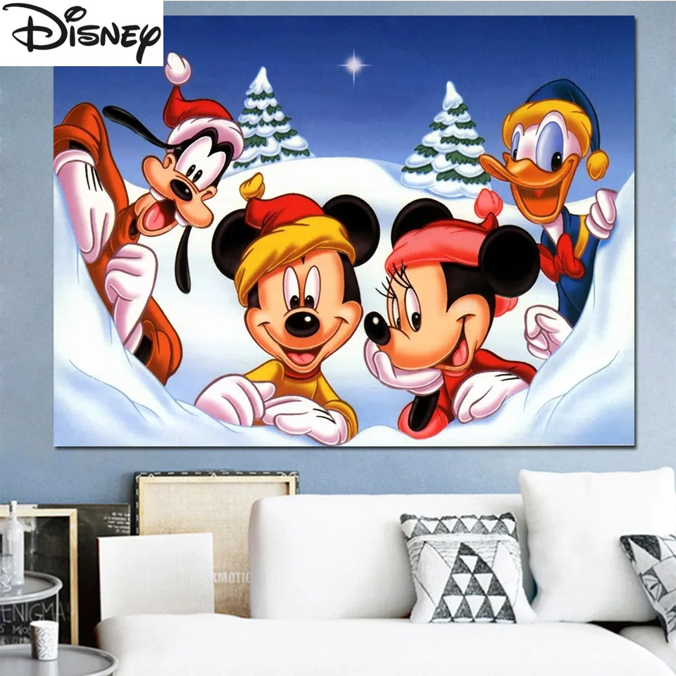

5D Diamond Painting Mickey Et Minnie Donald Goofy In The Snow Kit Full Diamond Mosaic Art Cross Stitch Handmade Children's Gifts