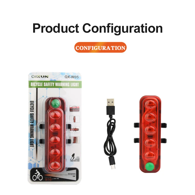 Sepeda Lampu Sepeda Belakang Outdoor Yang Berkuda USB Pengisian 5led Sorot Keselamatan Tahan Air Warning Light Aksesoris Berkuda