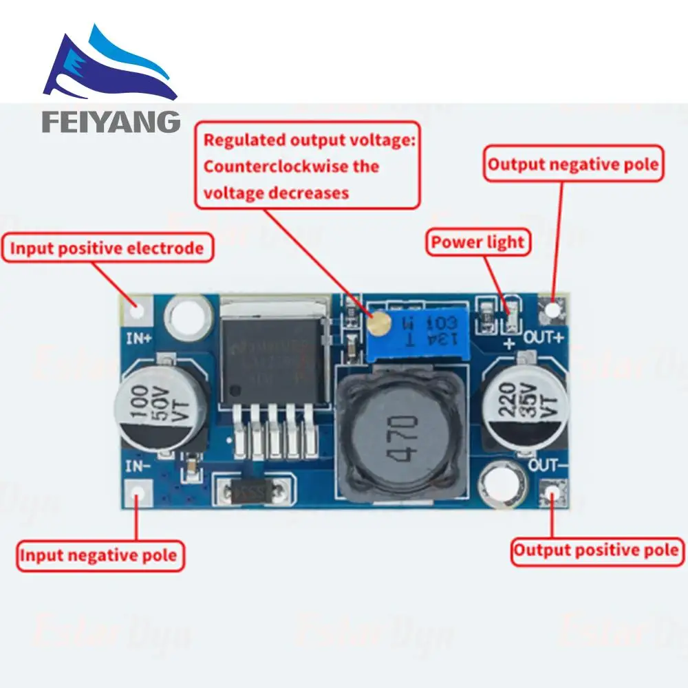 100pcs LM2596 LM2596S-ADJ DC-DC 4.5-40V adjustable/5V step-down power Supply module | Электронные компоненты и