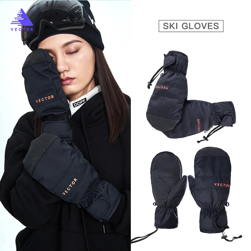 

2-in-1 Mittens Ski Gloves Snowboard Men Women Female Snow Winter Sport Warm Waterproof Windproof Skiing Faux Leather Plam Hot