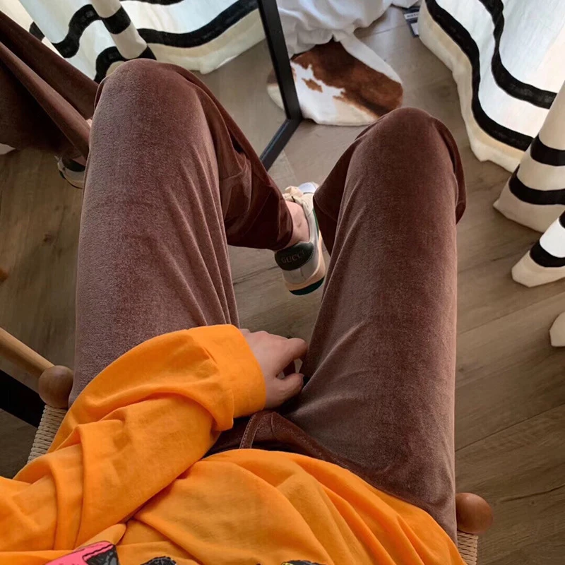 

Spring Wide Leg Pants Women Casual Stretch High Waist 2021 New Fashion Loose Trousers Corduroy Straight Leg Pants Trousers Women
