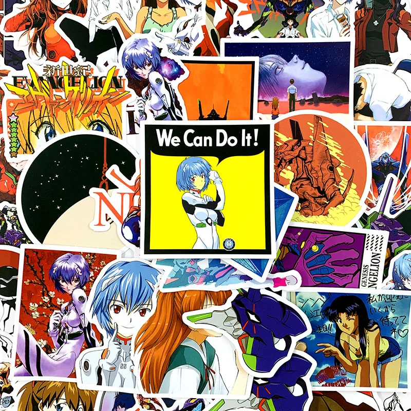 Juego de pegatinas de dibujos animados de Anime para ni&ntilde;os, pegatinas de ne&oacute;n de GENESIS EVANGELION para ordenador port&aacute;til, equipaje, motocicleta, monopat&iacute;n, guitarra, &aacute;lbum de recortes, 10/30/50 unids/set-3