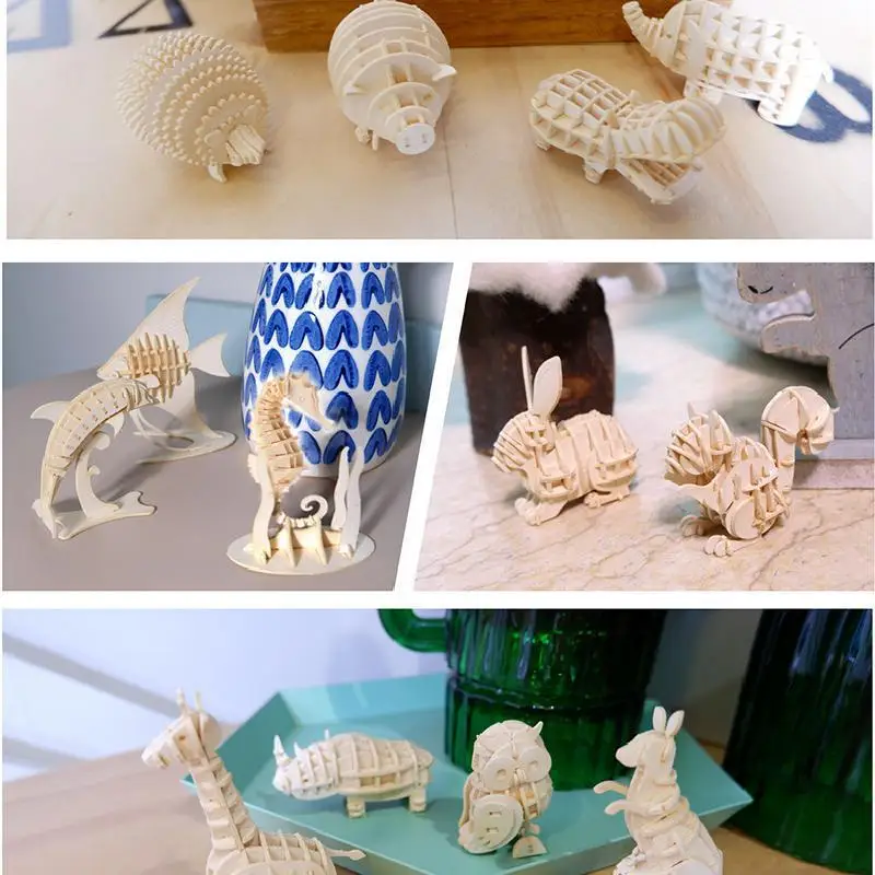 3D пазл из бумаги с лазерной резкой игрушки для сборки мелких животных морского