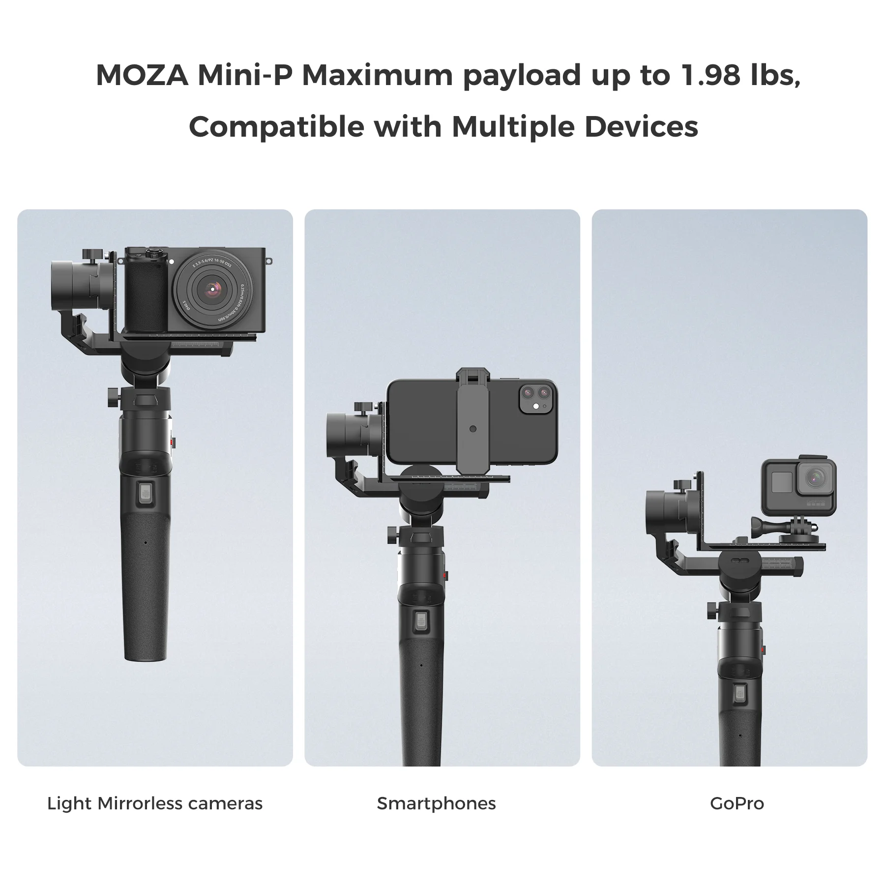 Moza Mini P MAX 3-осевой карданный стабилизатор для смартфонов/экшн-камер/Gopro/свет