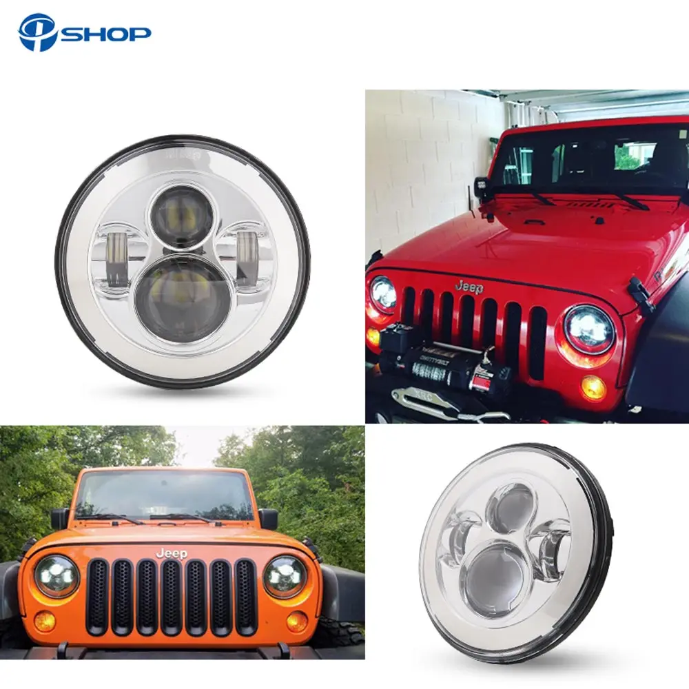 Круглые фары с ангельскими глазками для Lada 4x4 urban на ниву 7 дюймов Jeep Wrangler Hummer Land rover