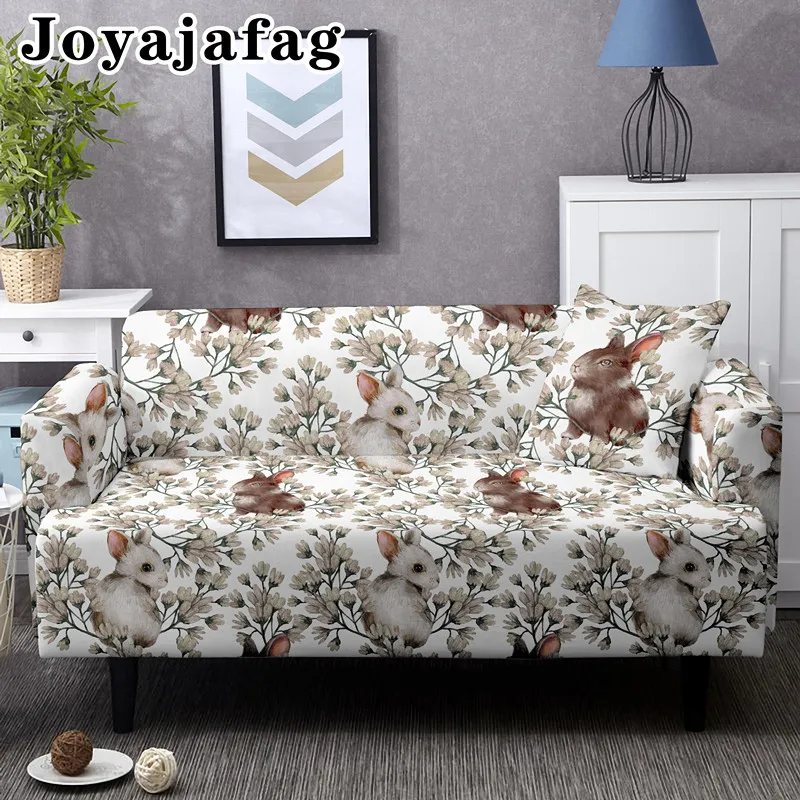 

Rabbit Printing Couch Cover 1/2/3/4 Seater Slip-Resistant Combination Slipcovers Washable Stretch Sofa Covers For Living Room