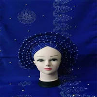 high quality african nigeria elegant headtie with stones headband turban head scarf new hats l112586