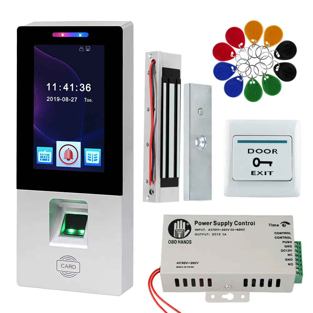 RFID биометрическая система контроля доступа отпечатков пальцев комплект питания сенсорного экрана клавиатуры контроля доступа электрические дверные замки карты EM