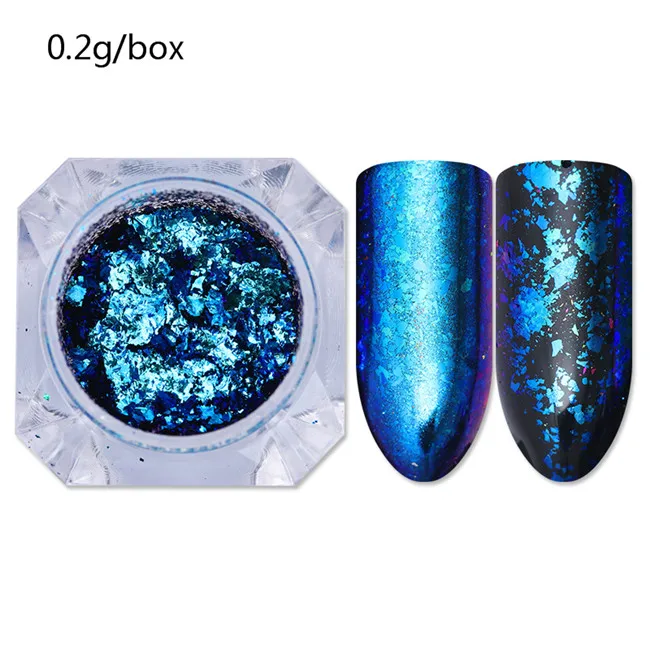 blue 1 коробка голографическая Конфеты Стеклянная бумага Хамелеон золотые блестки для ногтей нестандартный рисунок блестки маникюр Дизайн ногтей украшения - Цвет: blue