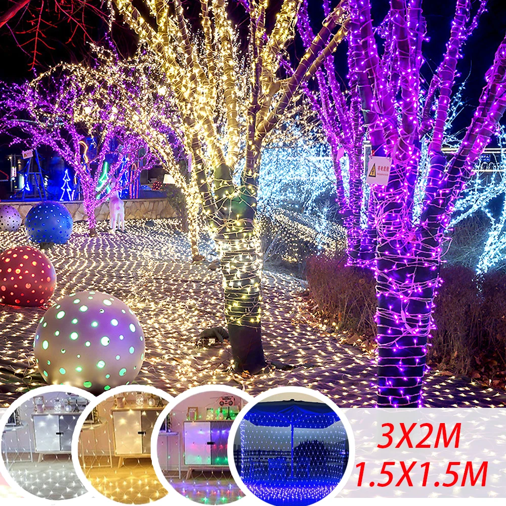 

Гирсветильник да-занавеска сетчатая водонепроницаемая, 8 режимов, X м/3x2 м, 96/192 светодиода