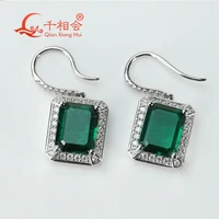 s925 silver emerald 79mm earrings emerald stone with white moissanite drop earring jewelry for women engagement party gifts