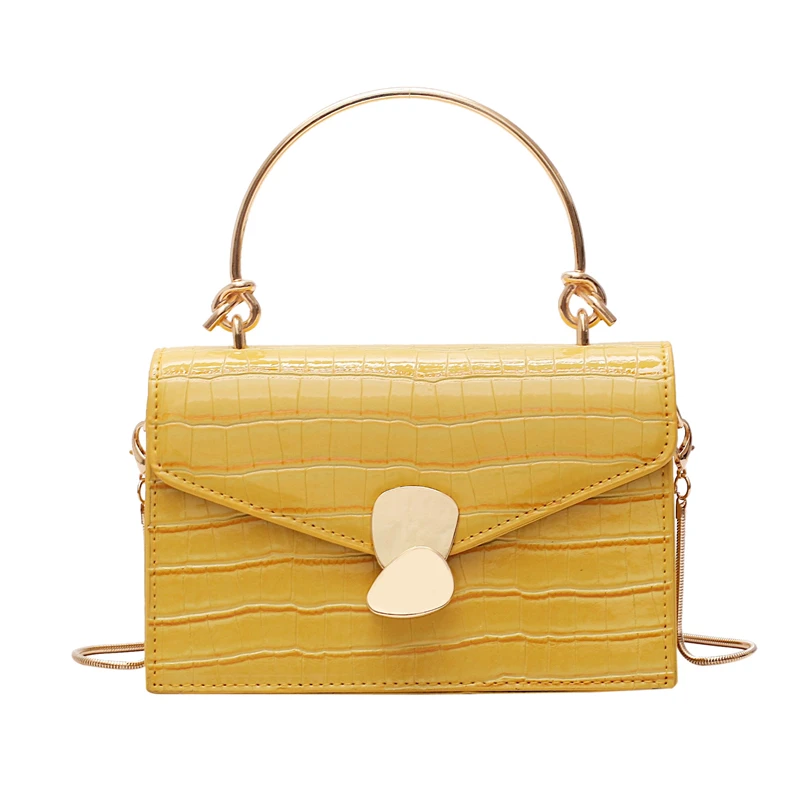 

2021 Mini Shoulder Bag With Metal Handle Fashion Stone Pattern PU Leather Crossbody Bags For Women Travel Handbags Totes