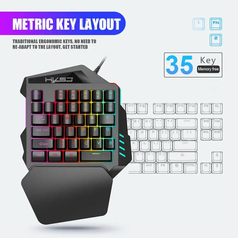 Игровая клавиатура с одной рукой набор комбо для мыши RGB светодиодный комплект