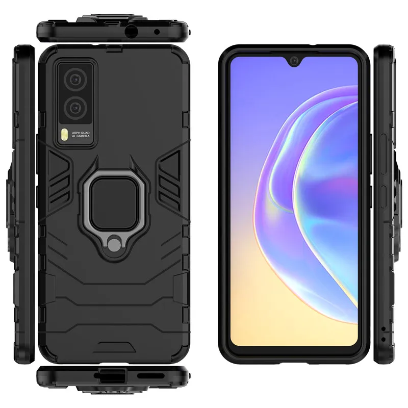 For Vivo V21E 5G Case For Vivo V21E 5G Cover Shockproof Soft Silicone Ring Stand Protective Bumper Phone Case For Vivo V21E V21