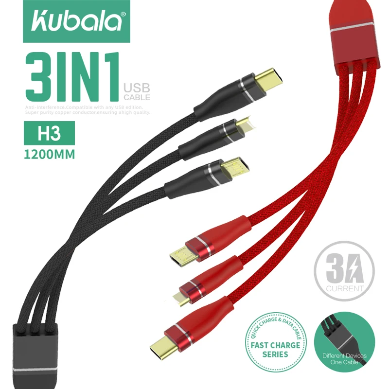 Кабель передачи данных Три в одном для iPhone универсальный кабель быстрой зарядки