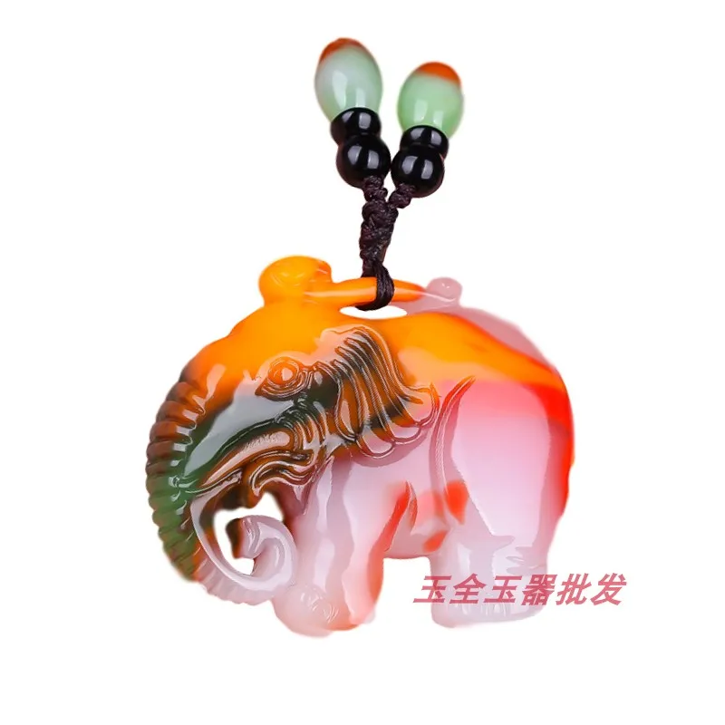 Ожерелье с подвеской в виде слона из нефрита натурального цвета ювелирные