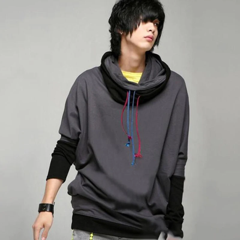 

S-4XL winter men's bat shirt fashion large size color matching Korean version of the trendy men's loose large size high collar l