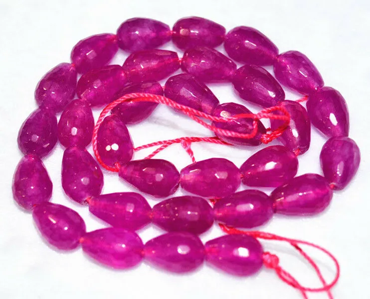 Новинка бусины из драгоценных камней 8 х12 мм граненые в форме капли с розовым