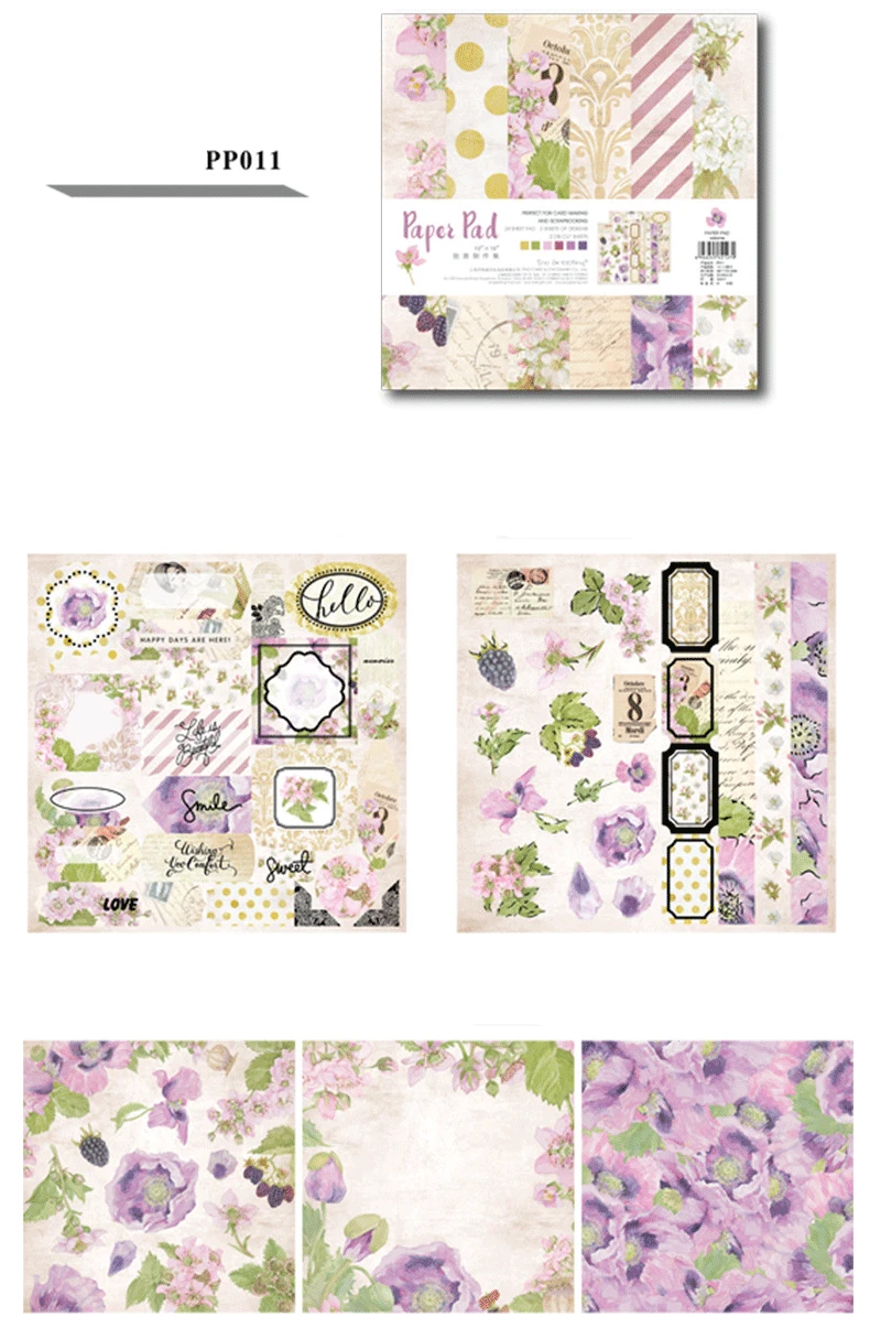 10 inch Sweet Purple Retro background paper pads patterns 26sheets,DIY Craft Scrapbooking Paper Pack