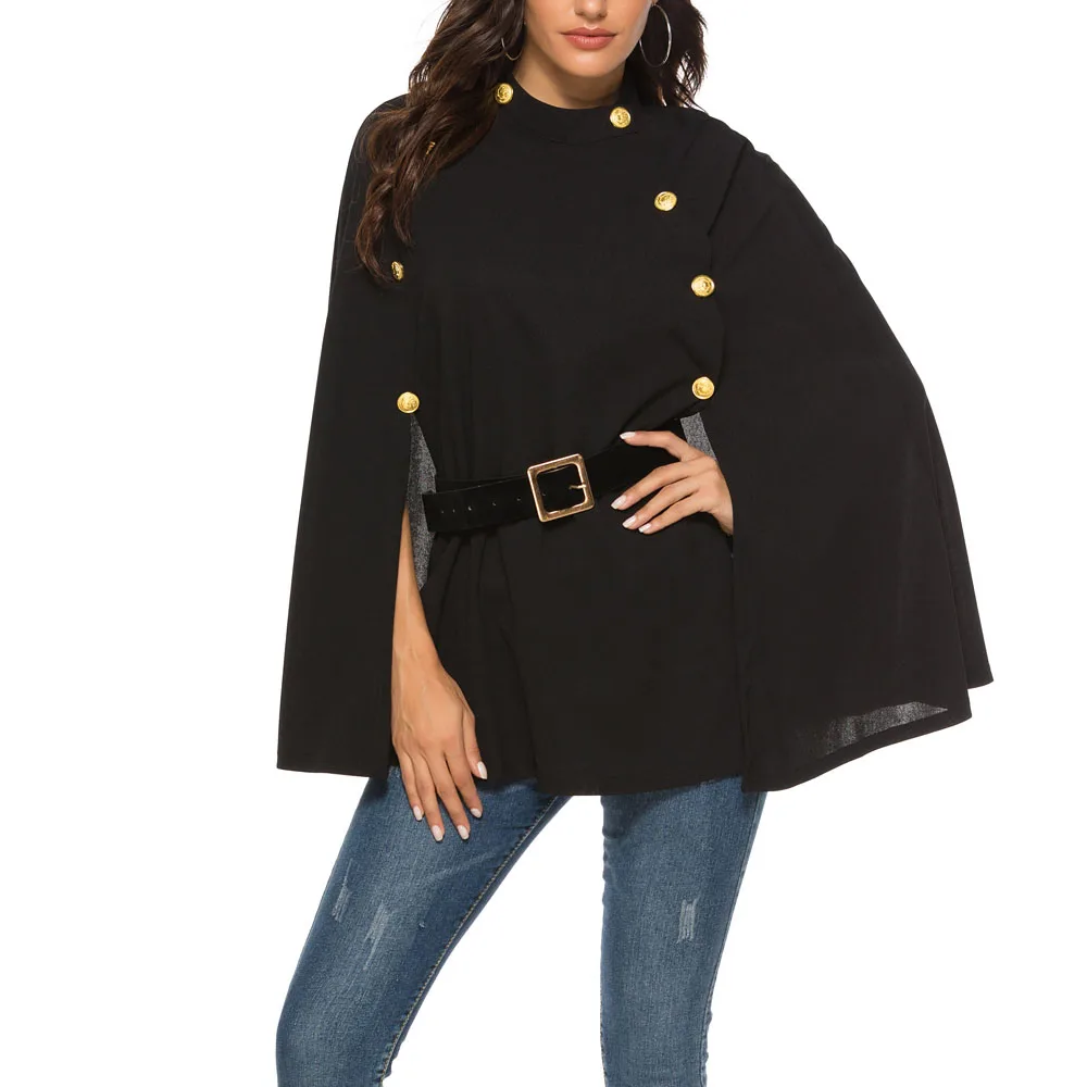 Женский Длинный плащ в британском стиле повседневный черный двубортный пиджак с