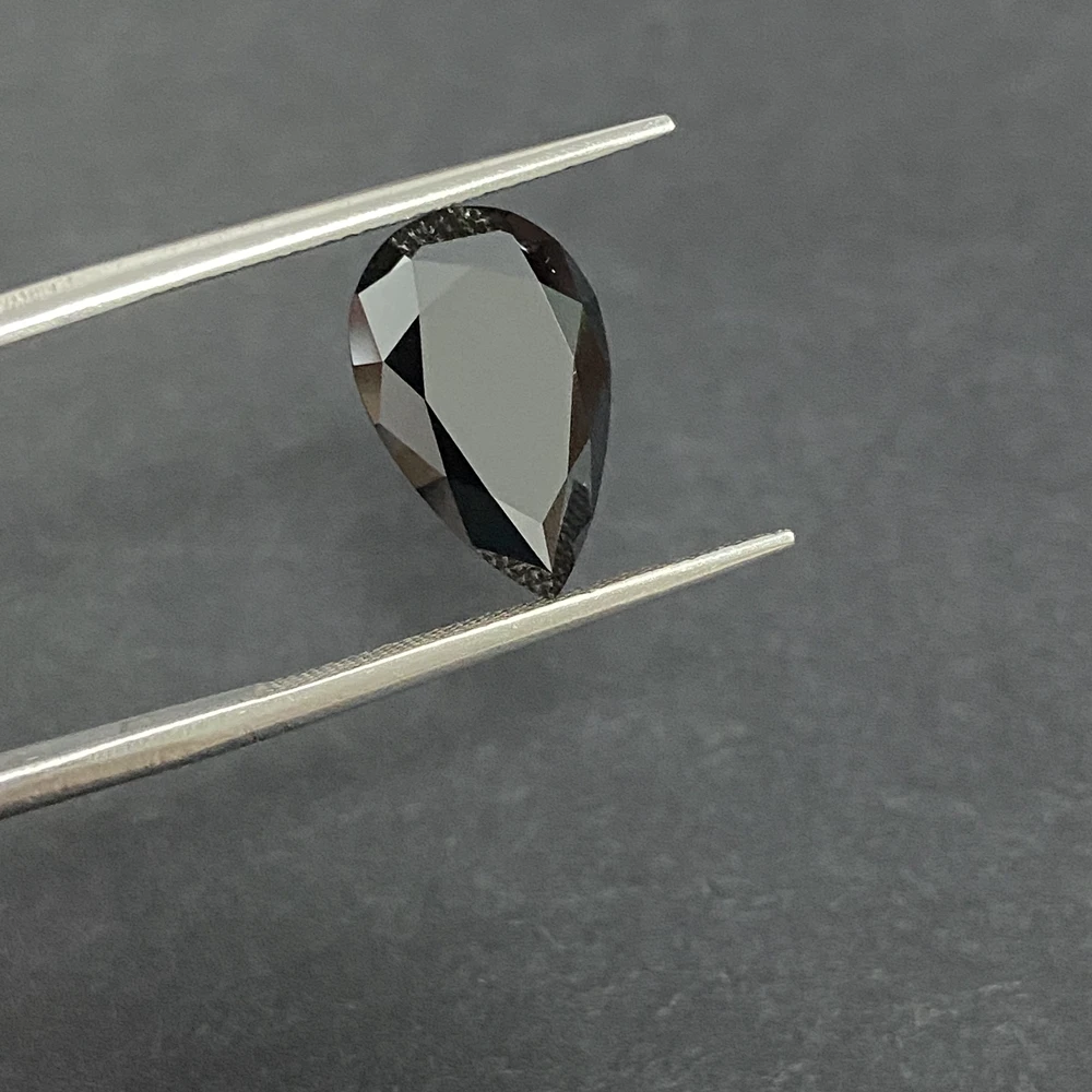 VVS1 четкость 9*11 мм черный грушевидный бриллиант в форме муассанита синтетические