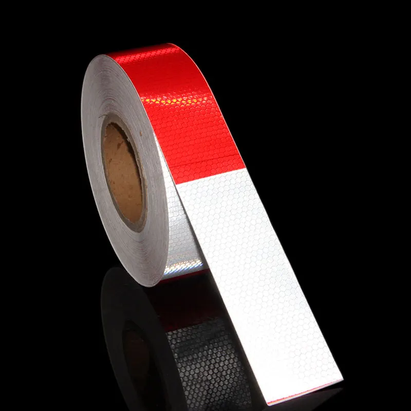 

5CM*9M Red White Moto Sticker Reflective Safety Warning Conspicuity Tapes Film Sticker High Quality Adhesive Reflective Decals
