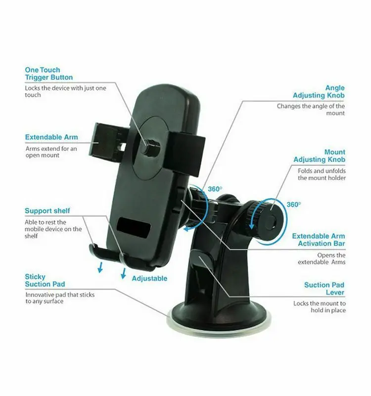 Поворотный Автомобильный держатель для телефона с присоской на ветровое стекло