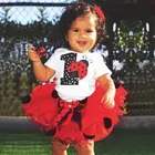 Комплект с юбкой на день рождения для девочек, боди и юбка-пачка, летняя сетчатая юбка принцессы для маленьких девочек, kf505