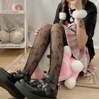 Кавайные Колготки с рисунком мультяшного кота и татуировками, женское сексуальное прозрачное нижнее белье, эластичные чулки в сеточку, аниме, косплей, чулки