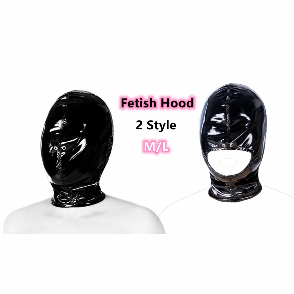 

Slave Role Play Costumes of Leather Fetish Hood Mask Sex Toys for Men Women Couples Bdsm Bondage Headgear Traction Flirting