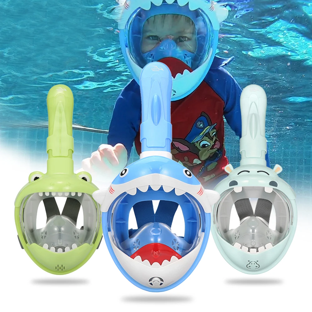 

Маска для дайвинга на все лицо для детей, мультяшная маска для подводного плавания, незапотевающие очки для мальчиков и девочек, оборудован...