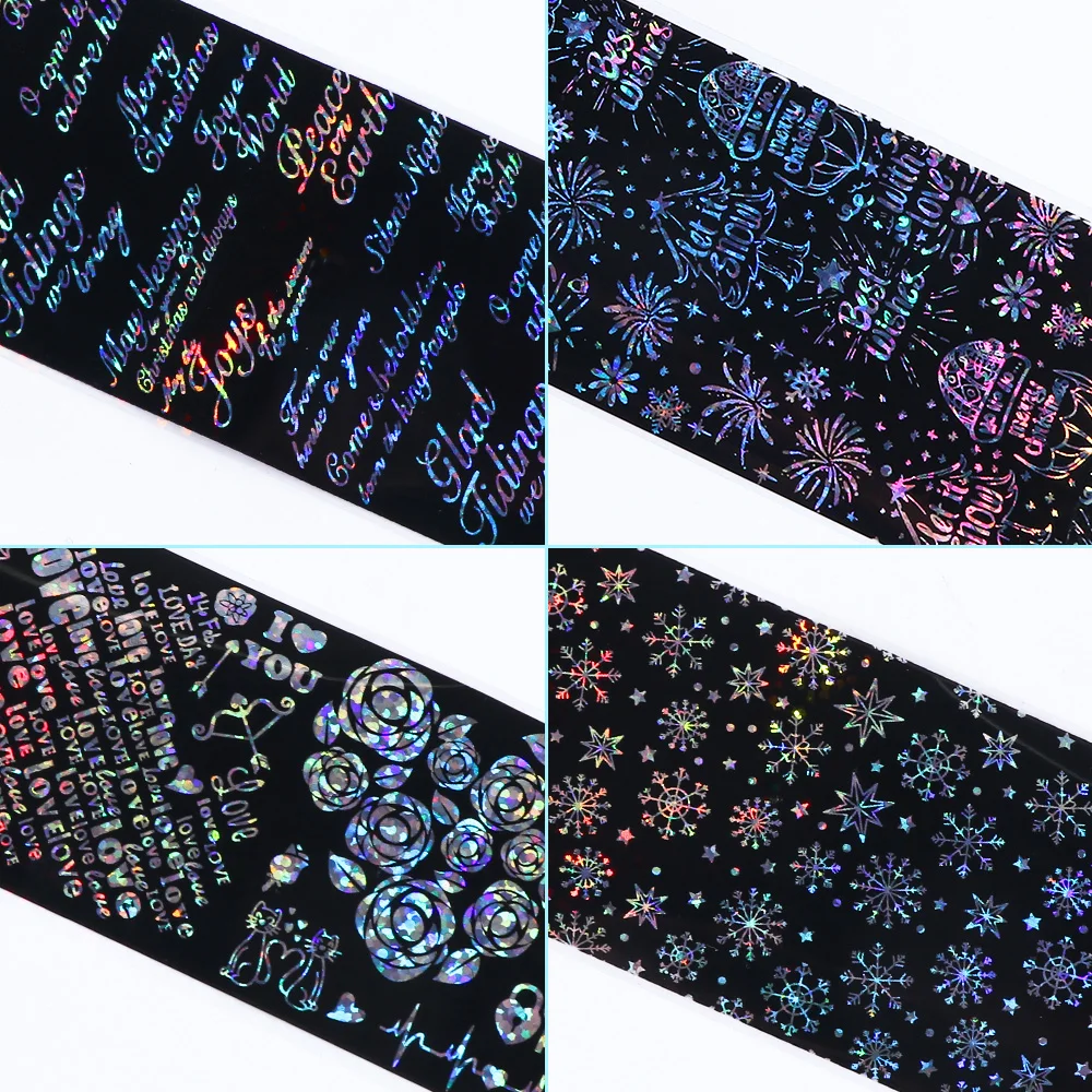 10 шт. переводная Голографическая фольга для дизайна ногтей в виде снежинки