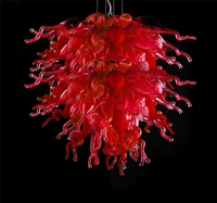 living room hotel romantic lamp decoration hand blown murano glass crystal chandelier in red