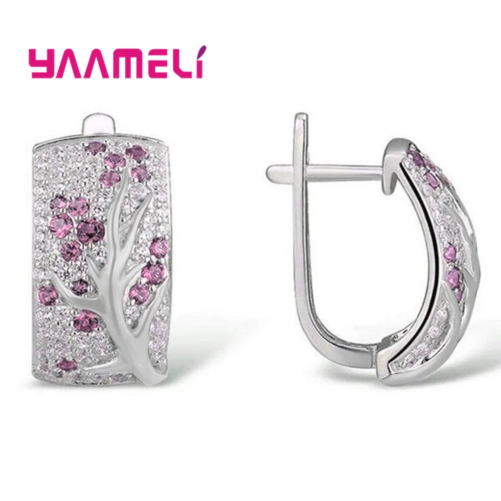 Женские серьги из серебра 925 пробы с мелкими фианитами изысканные цветные