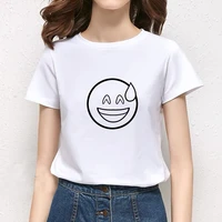 emoticon theme printing t shirt top tee casual ladies female t shirts summer women short sleeve plus size woman clothing