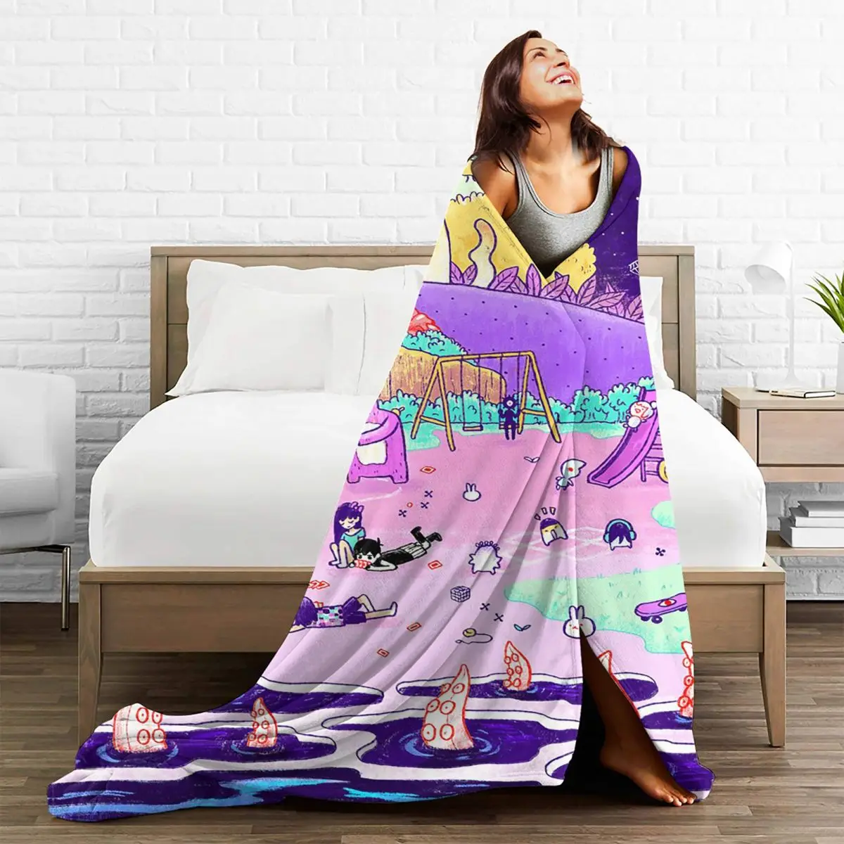 Aubrey Omori Knitted Blanket Game Cartoon Friends Flannel Throw Blankets Home Couch Decoration Lightweight Bedspreads | Дом и сад