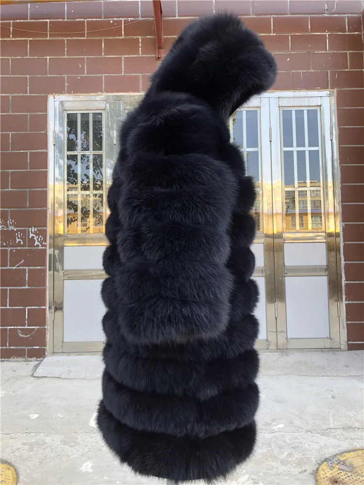 Натуральная Шуба из натурального Лисьего меха, Женский Зимний натуральный жилет, Толстая теплая длинная куртка с рукавами, верхняя одежда пальто женское