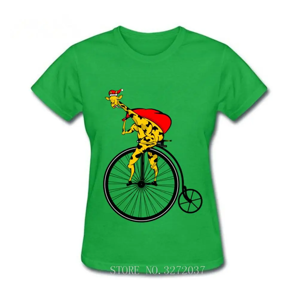 Забавный Жираф Санта Клаус футболка Рождественский подарок милый жираф езда на